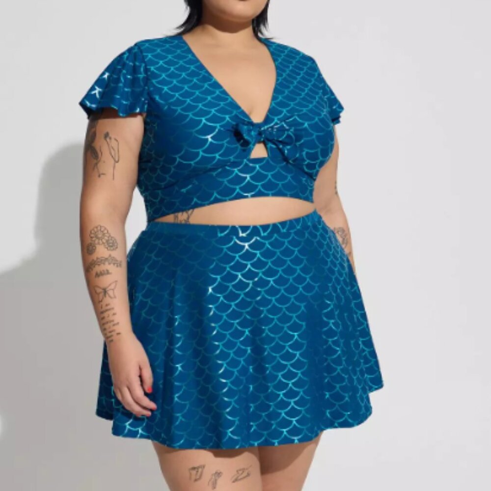 torrid Teal Mermaid-Scale Bikini Set